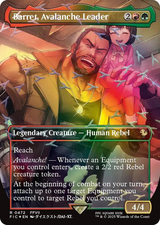 0472 Barret, Avalanche Leader (Borderless) (Chocobo Track Foil) R Commander: FINAL FANTASY