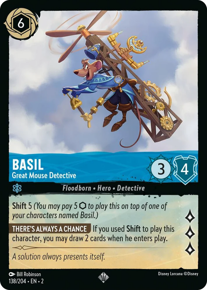 Basil - Great Mouse Detective #138 Super Rare - Rise of the Floodborn Pokemon card