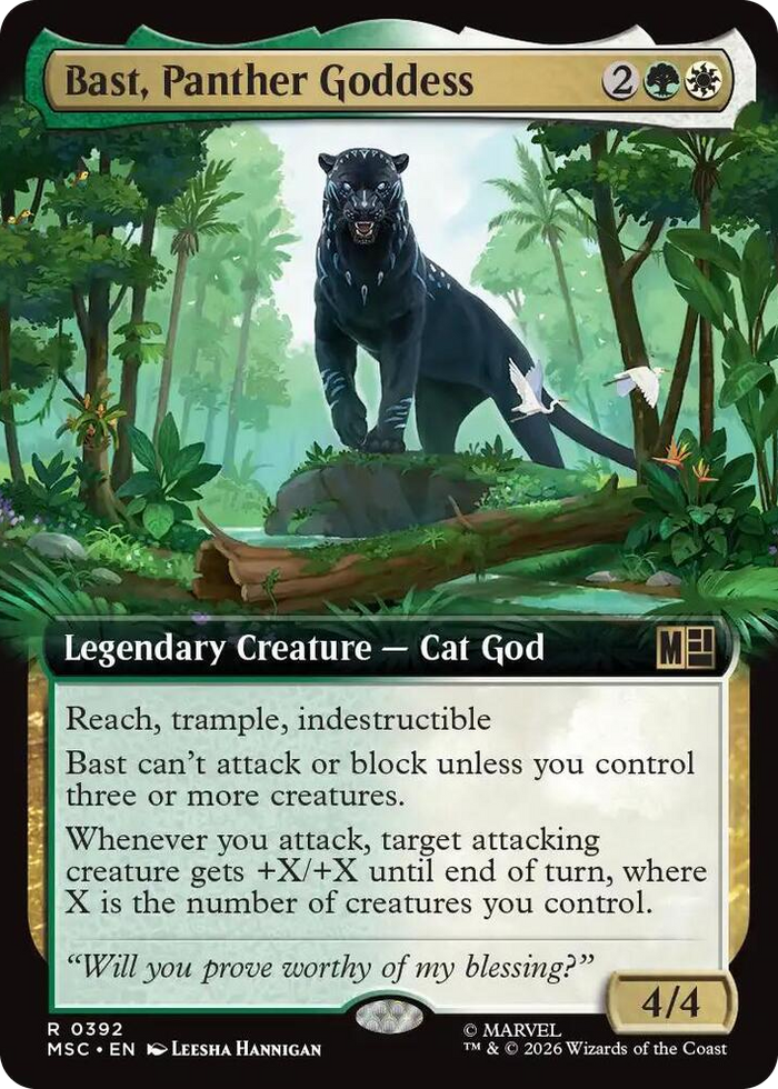 Bast, Panther Goddess (Extended Art) #392 R - Commander: Marvel Super Heroes Pokemon card