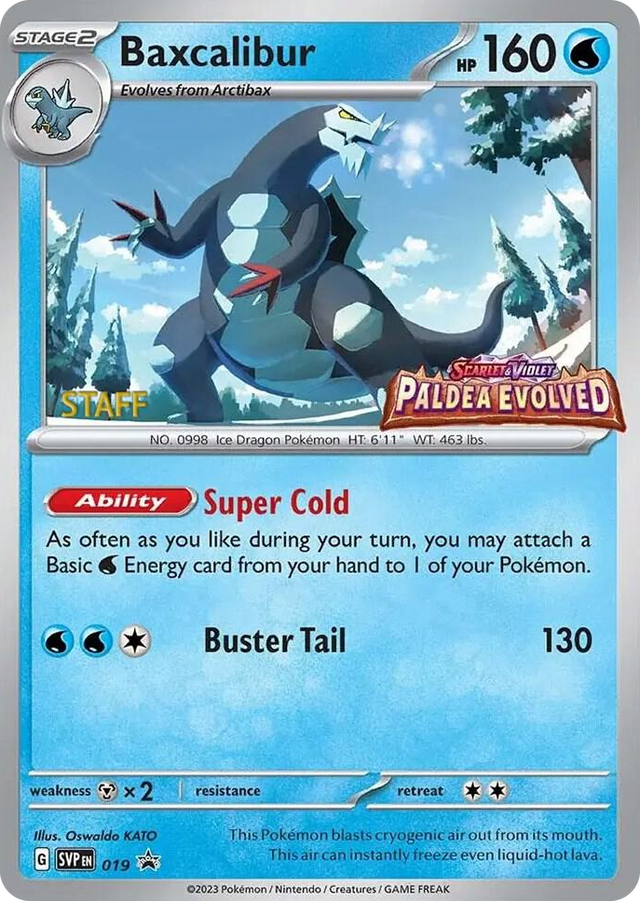 0019 Baxcalibur - 019 (Prerelease) [Staff] Promo Scarlet & Violet Promo Cards