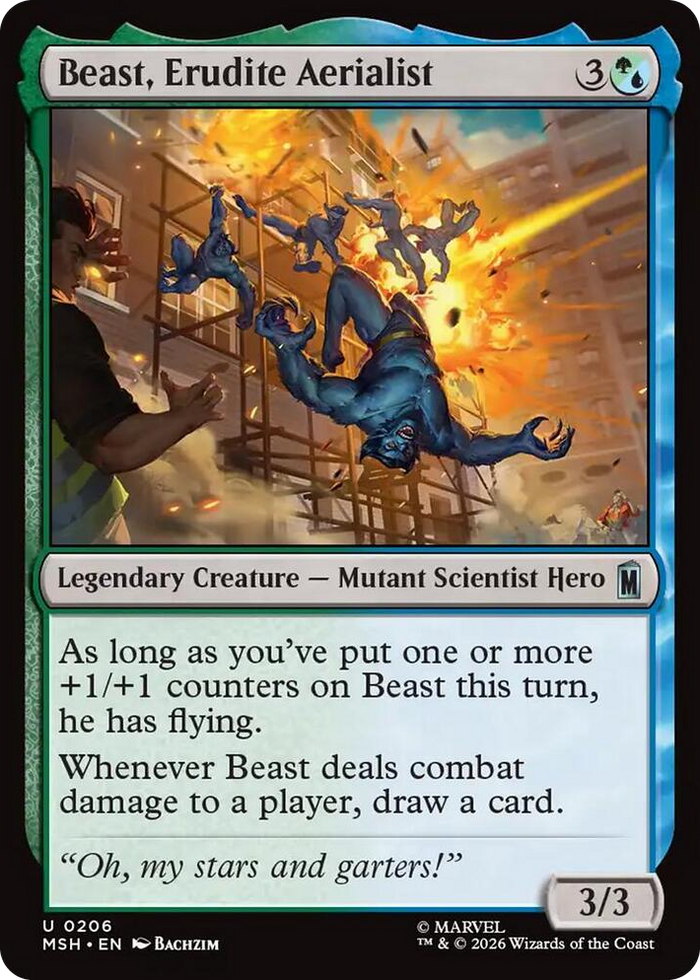 Beast, Erudite Aerialist #206 U - Marvel Super Heroes Pokemon card