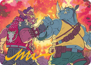 0029 Bebop & Rocksteady Art Card (Gold-Stamped Signature) S Art Series: Teenage Mutant Ninja Turtles