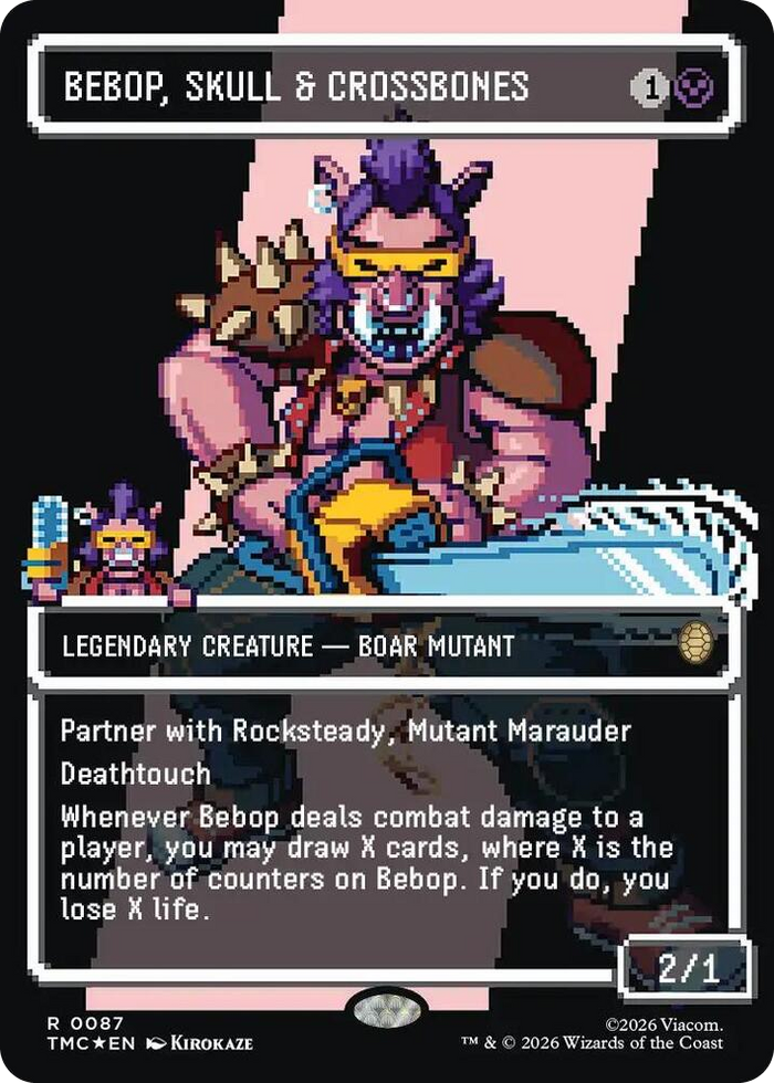 Bebop, Skull & Crossbones (Borderless) (Surge Foil) #87 R - Commander: Teenage Mutant Ninja Turtles Pokemon card