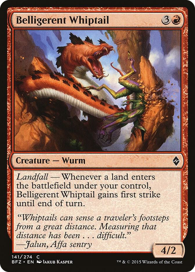 Belligerent Whiptail #141 C - Battle for Zendikar Pokemon card