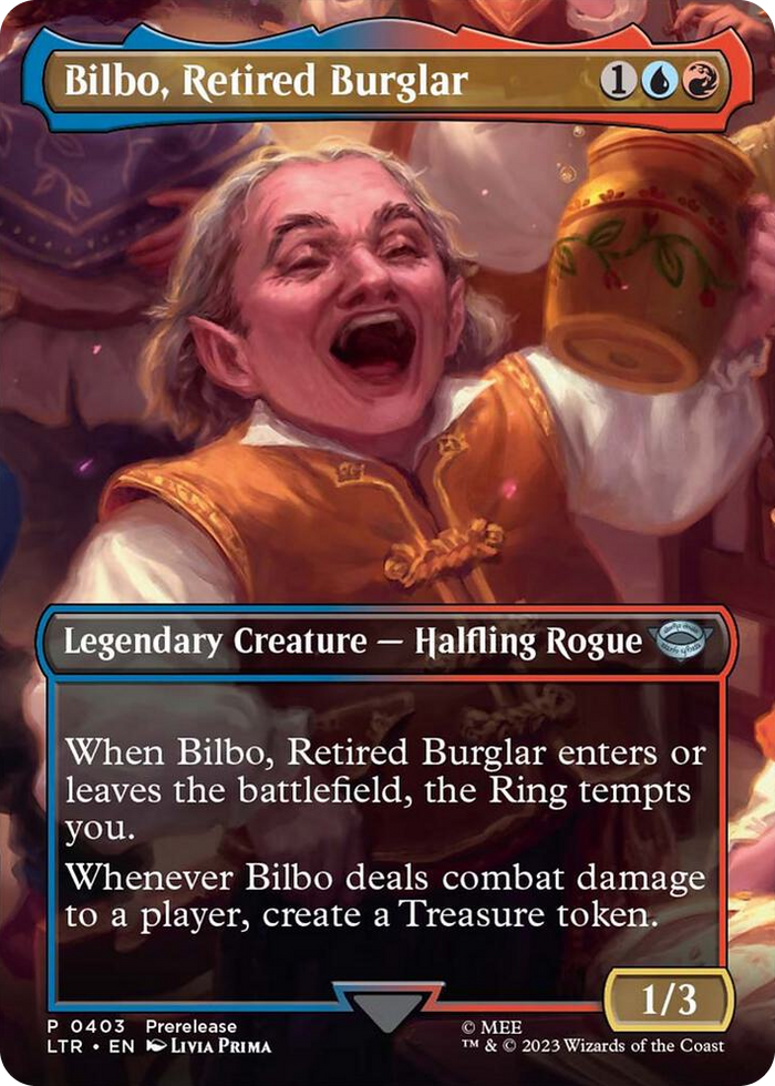 Bilbo, Retired Burglar (Borderless) #403 P - Universes Beyond: The Lord of the Rings: Tales of Middle-earth Pokemon card