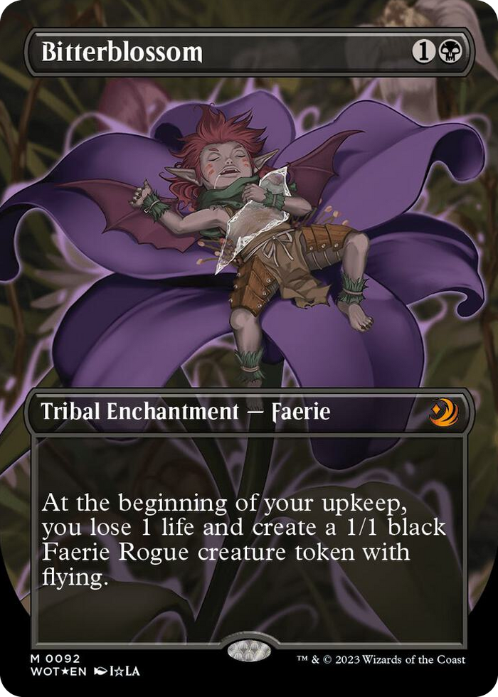 Bitterblossom (Anime Borderless) (Confetti Foil) #92 M - Wilds of Eldraine: Enchanting Tales Pokemon card