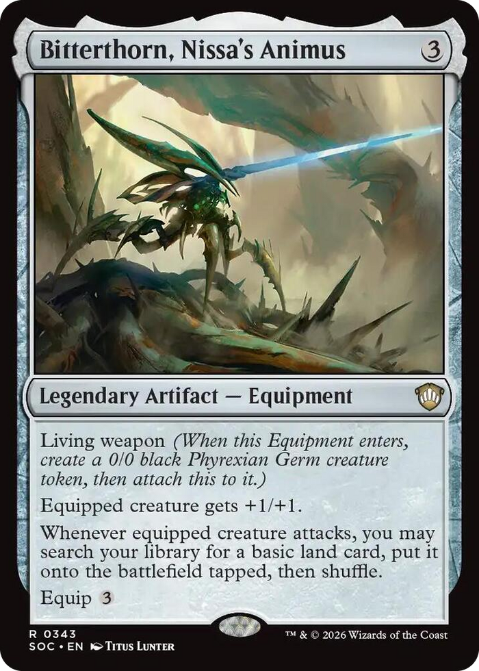 Bitterthorn, Nissa's Animus #343 R - Commander: Secrets of Strixhaven Pokemon card