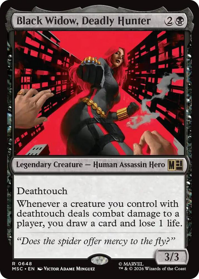 Black Widow, Deadly Hunter #648 R - Commander: Marvel Super Heroes Pokemon card