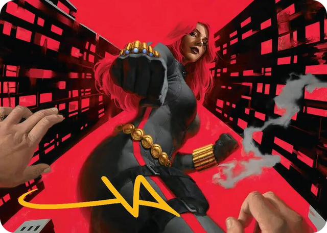0042 Black Widow, Deadly Hunter Art Card (Gold-Stamped Signature) S Art Series: Marvel Super Heroes