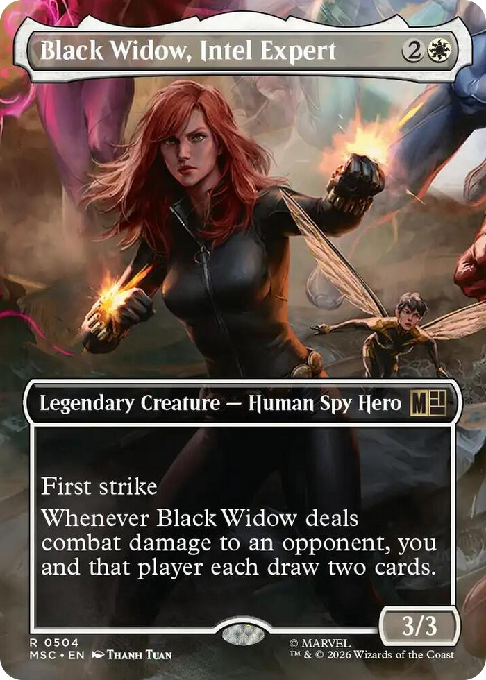 Black Widow, Intel Expert (Borderless) #504 R - Commander: Marvel Super Heroes Pokemon card