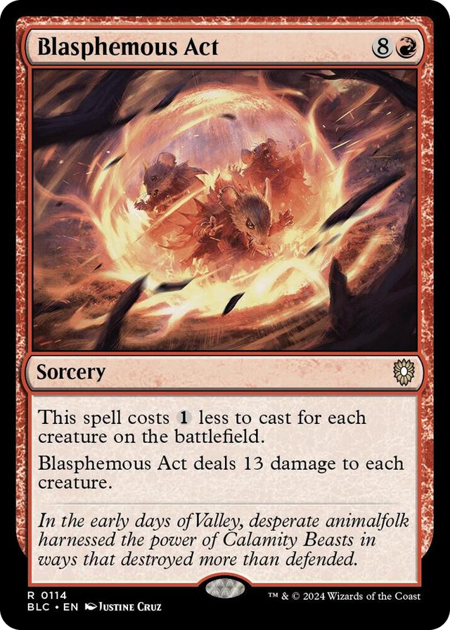 0114 Blasphemous Act R Commander: Bloomburrow
