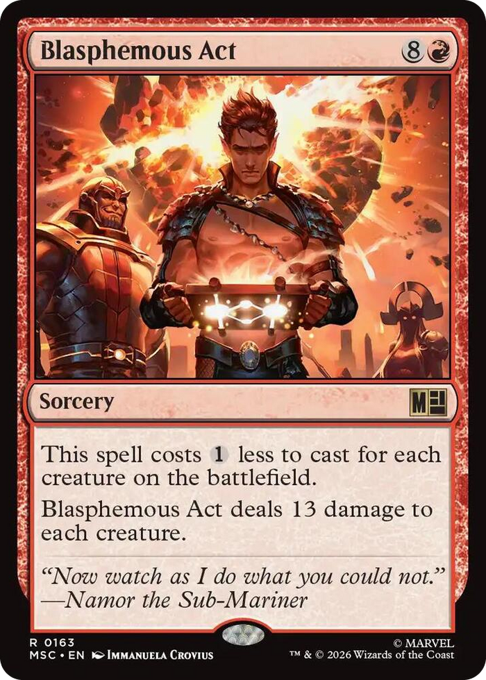 Blasphemous Act #163 R - Commander: Marvel Super Heroes Pokemon card
