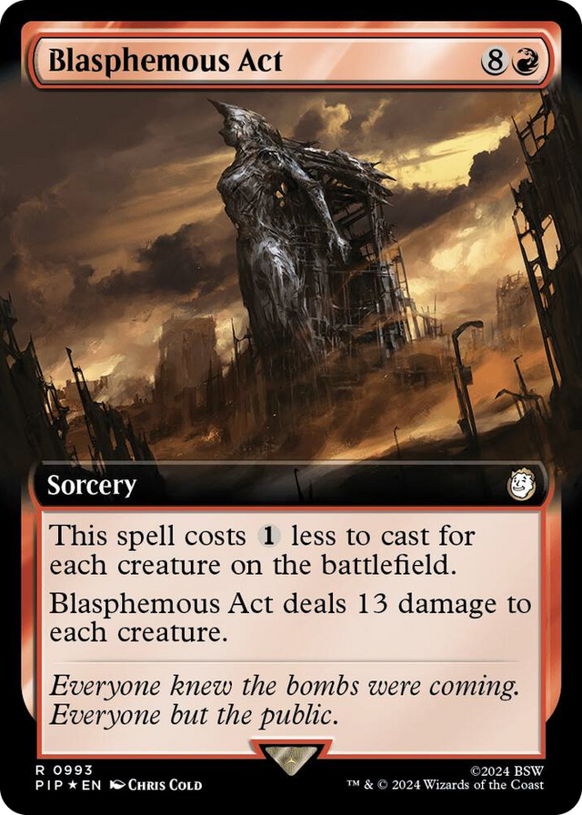 0993 Blasphemous Act (Extended Art) (Surge Foil) R Universes Beyond: Fallout