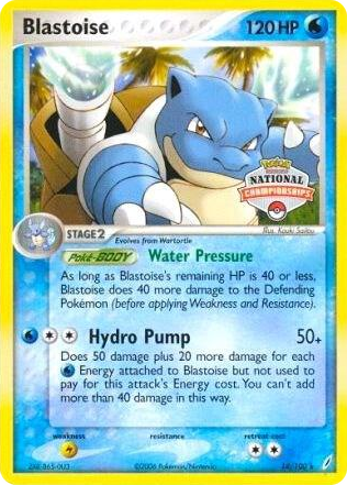 0014 Blastoise - 14/100 (National Championships) Promo League & Championship Cards