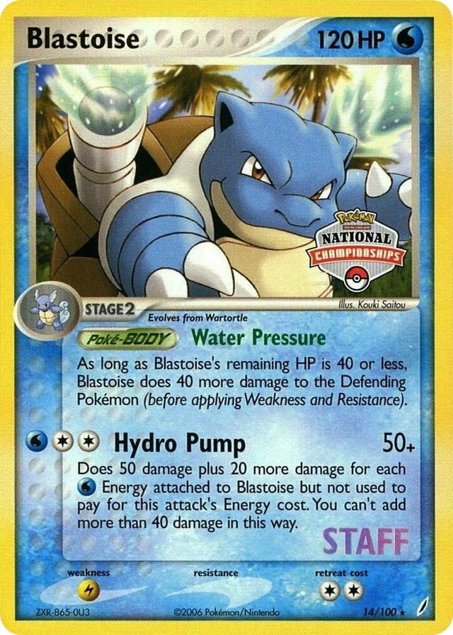 0014 Blastoise - 14/100 (National Championships) [Staff] Promo League & Championship Cards