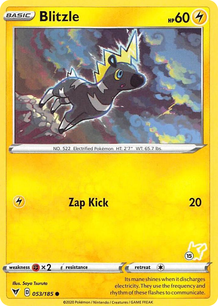 0053 Blitzle - 053/185 (#15 Pikachu Stamped) Promo Battle Academy 2022
