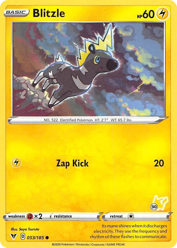 0053 Blitzle - 053/185 (#30 Pikachu Stamped) Promo Battle Academy 2022