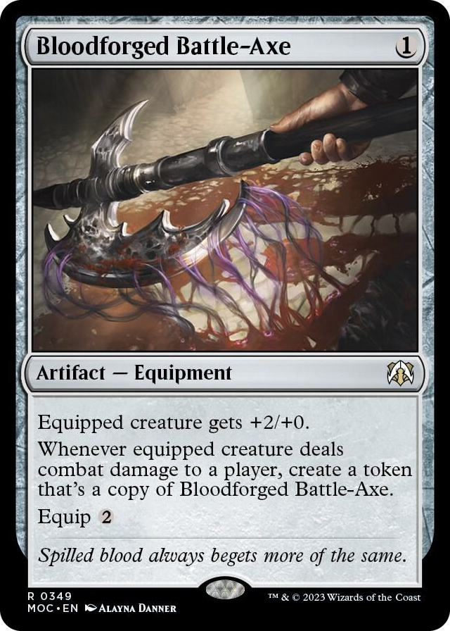 Bloodforged Battle-Axe #349 R - Commander: March of the Machine Pokemon card