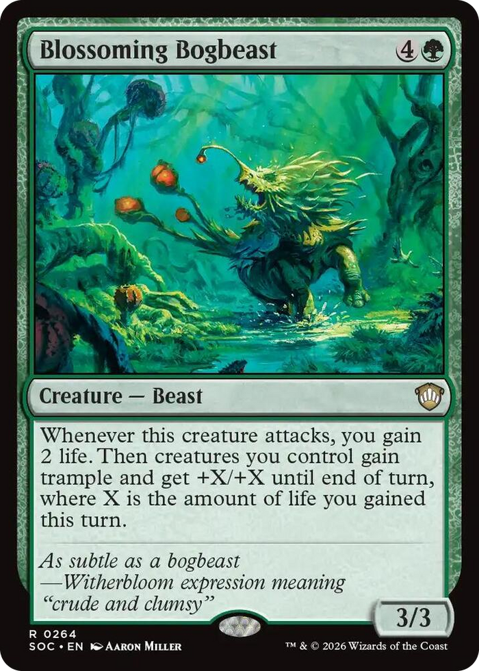 Blossoming Bogbeast #264 R - Commander: Secrets of Strixhaven Pokemon card
