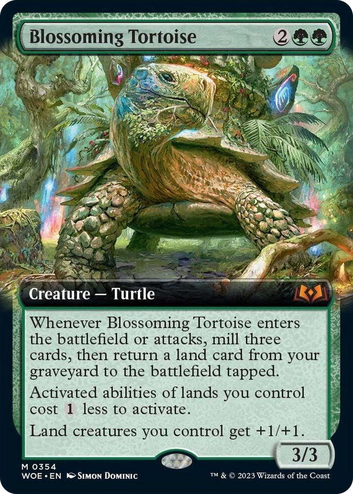 Blossoming Tortoise (Extended Art) #354 M - Wilds of Eldraine Pokemon card