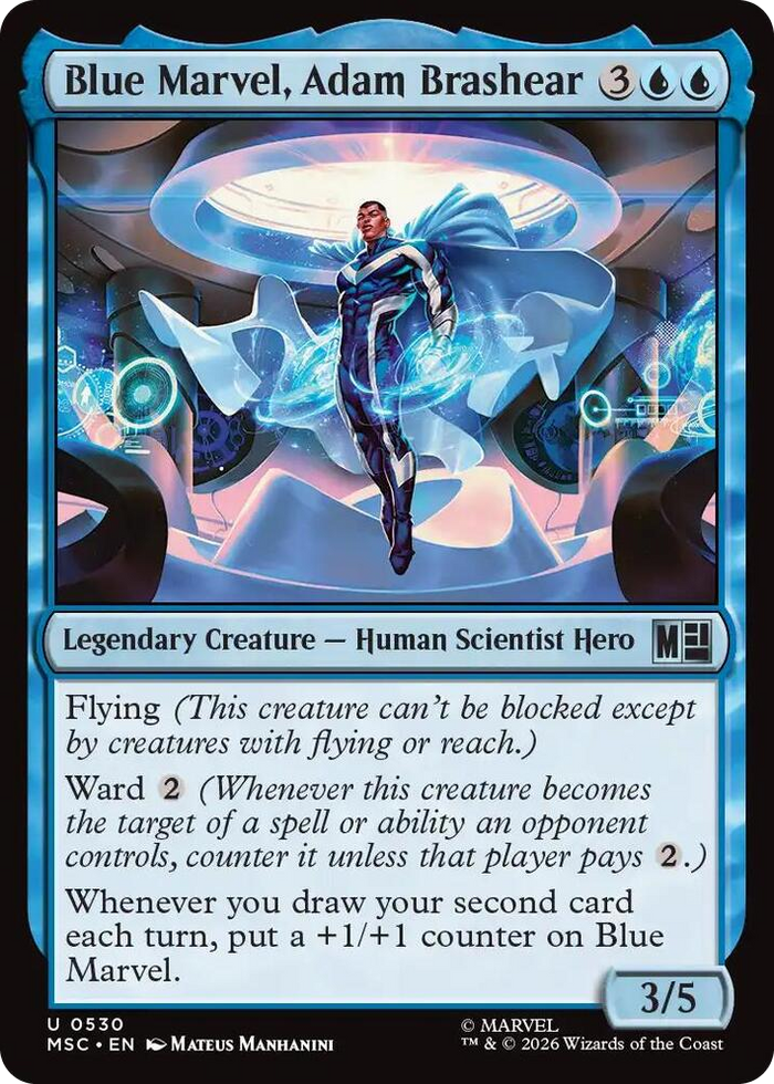 Blue Marvel, Adam Brashear #530 U - Commander: Marvel Super Heroes Pokemon card
