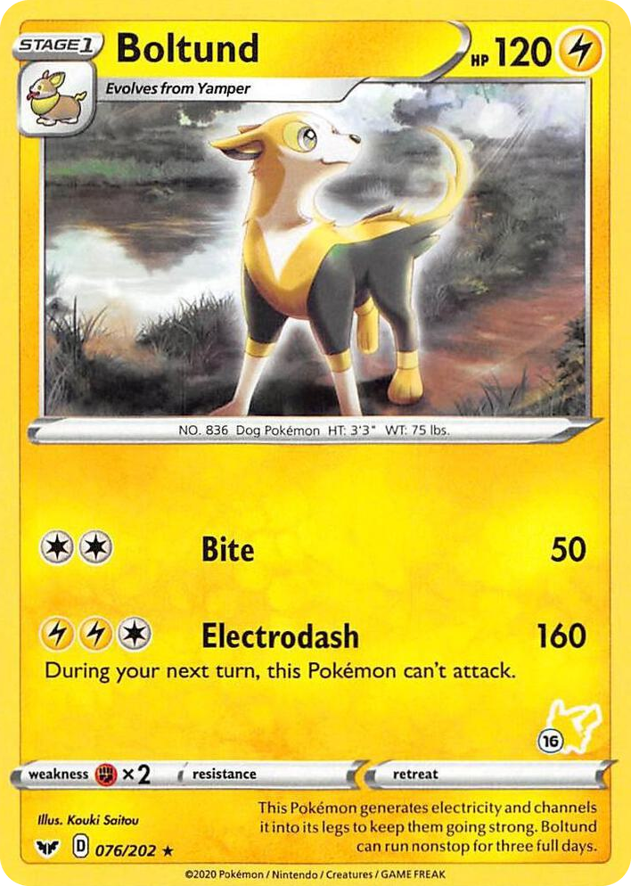 0076 Boltund - 076/202 (#16 Pikachu Stamped) Promo Battle Academy 2022