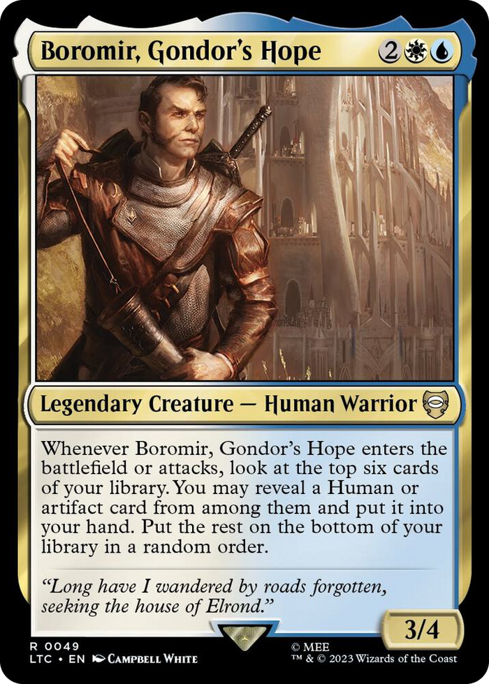 Boromir, Gondor's Hope #49 R - Commander: The Lord of the Rings: Tales of Middle-earth Pokemon card