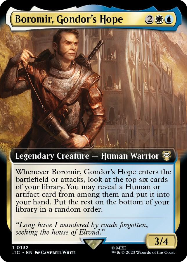 Boromir, Gondor's Hope (Extended Art) #132 R - Commander: The Lord of the Rings: Tales of Middle-earth Pokemon card