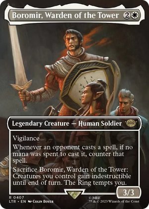 0407 Boromir, Warden of the Tower (Borderless) R Universes Beyond: The Lord of the Rings: Tales of Middle-earth