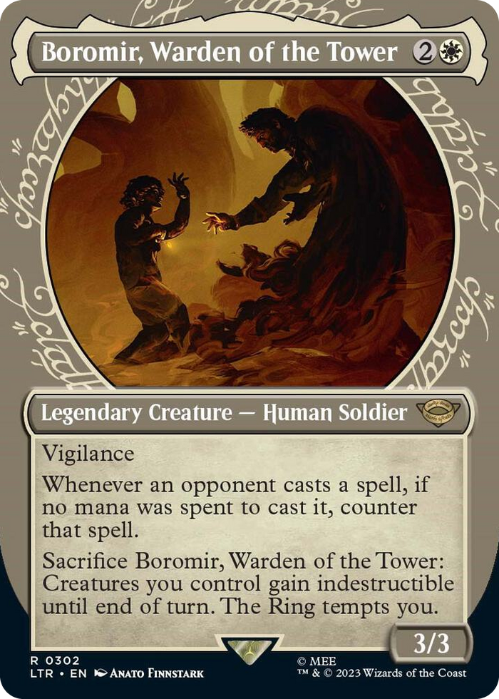 Boromir, Warden of the Tower (Showcase) #302 R - Universes Beyond: The Lord of the Rings: Tales of Middle-earth Pokemon card