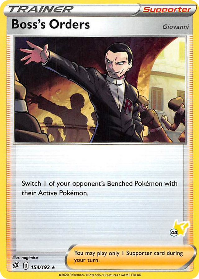 0154 Boss's Orders - 154/192 (#44 Pikachu Stamped) Promo Battle Academy 2022