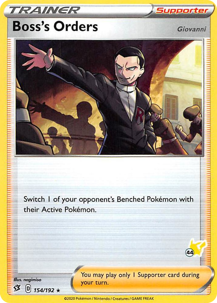 0154 Boss's Orders - 154/192 (#44 Pikachu Stamped) Promo Battle Academy 2022