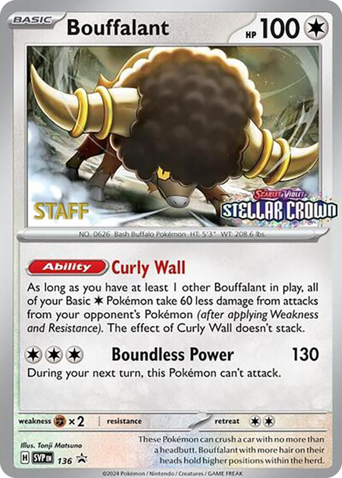 0136 Bouffalant - 136 (Prerelease) [Staff] Promo Scarlet & Violet Promo Cards