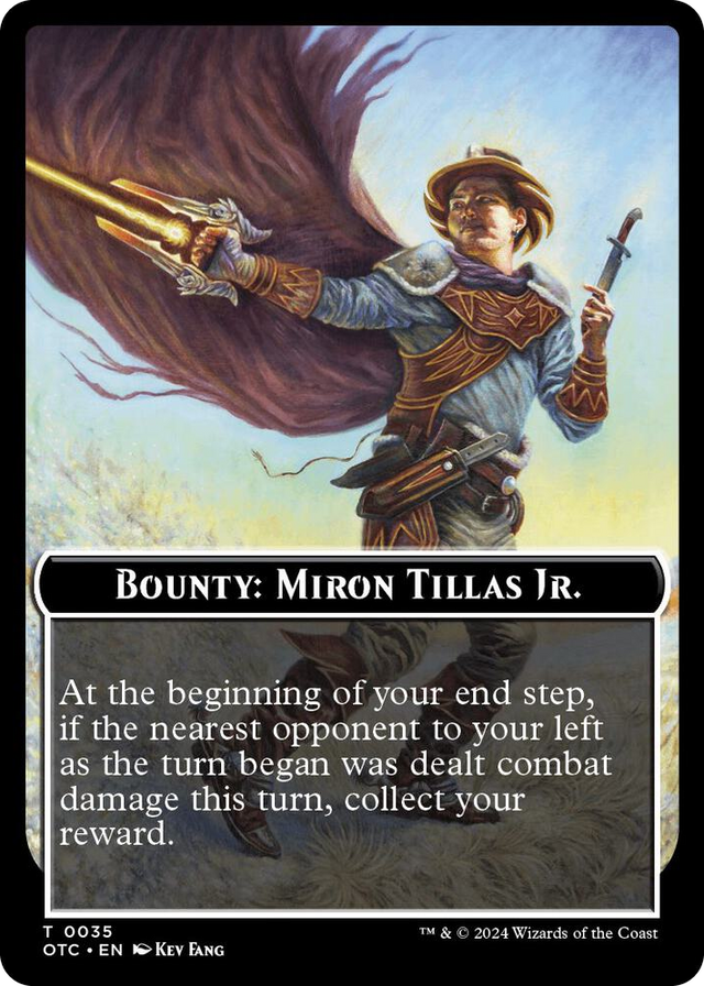 0035 Bounty: Miron Tillas Jr. // Bounty Rules Double-Sided Token T Commander: Outlaws of Thunder Junction