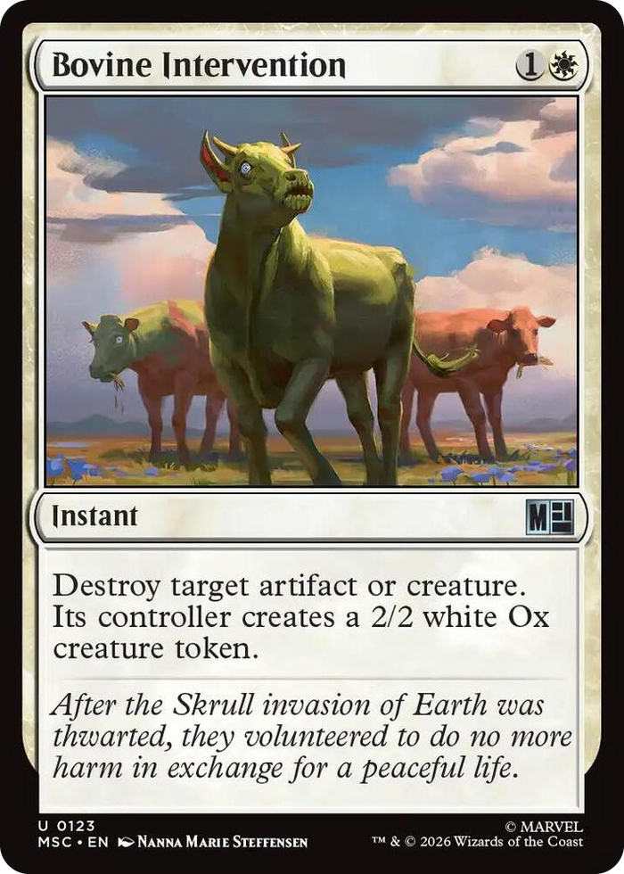 Bovine Intervention #123 U - Commander: Marvel Super Heroes Pokemon card