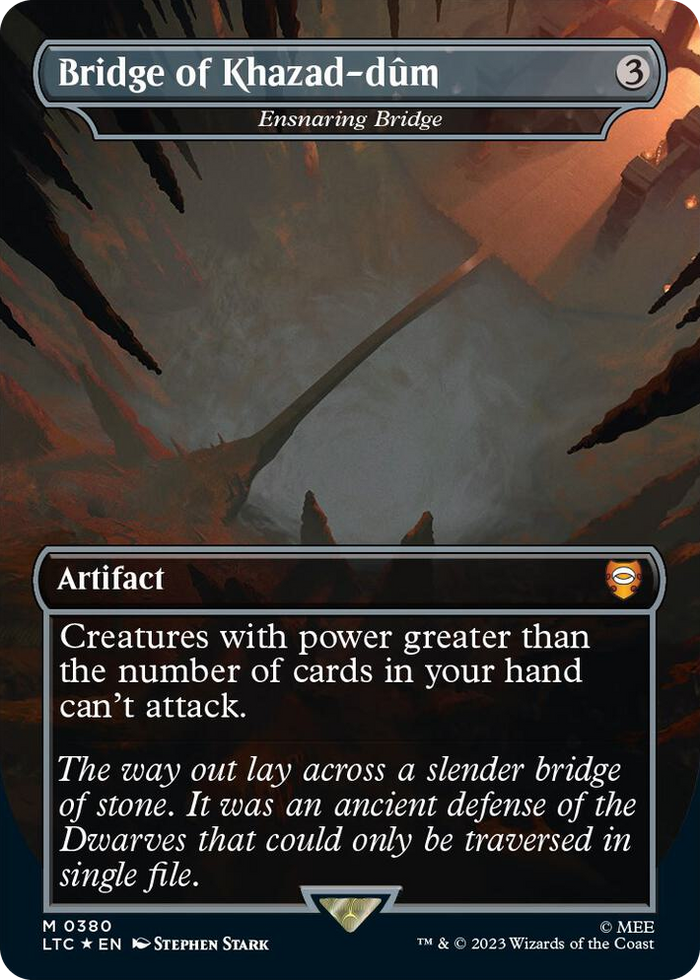 Bridge of Khazad-dum - Ensnaring Bridge (Borderless) (Surge Foil) #380 M - Commander: The Lord of the Rings: Tales of Middle-earth Pokemon card