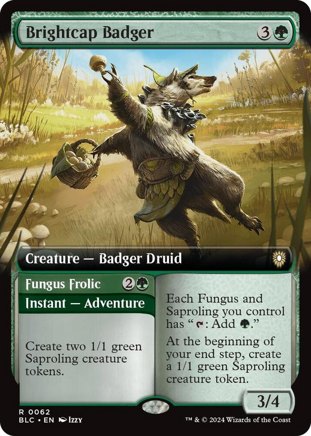 0062 Brightcap Badger (Extended Art) R Commander: Bloomburrow