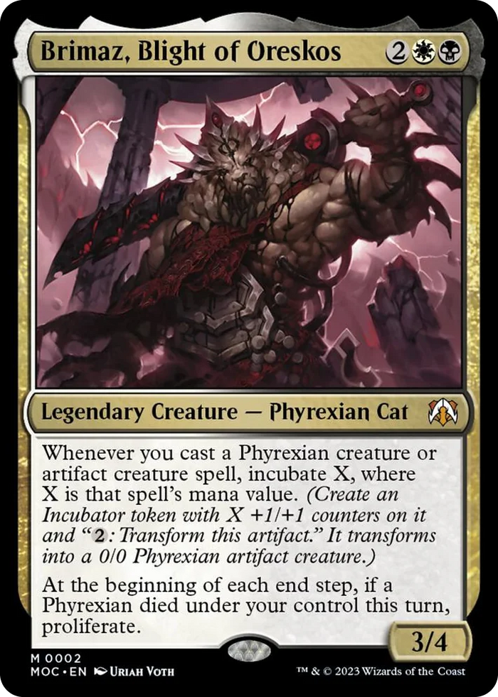 0002 Brimaz, Blight of Oreskos M Commander: March of the Machine