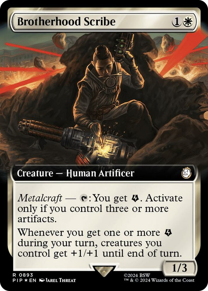 Brotherhood Scribe (Extended Art) (Surge Foil) #893 R - Universes Beyond: Fallout Pokemon card