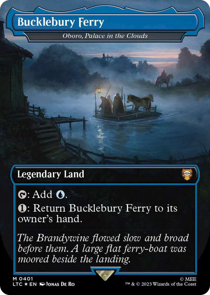 Bucklebury Ferry - Oboro, Palace in the Clouds (Borderless) (Surge Foil) #401 M - Commander: The Lord of the Rings: Tales of Middle-earth Pokemon card
