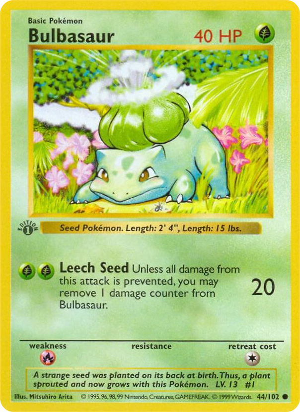 0044 Bulbasaur Common Base Set (Shadowless)