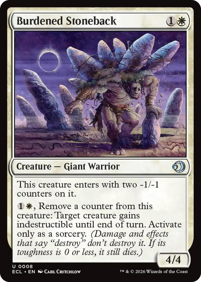Burdened Stoneback #8 U - Lorwyn Eclipsed Pokemon card