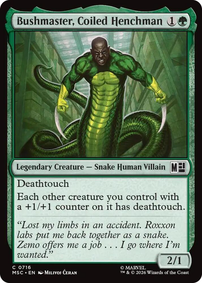 Bushmaster, Coiled Henchman #716 C - Commander: Marvel Super Heroes Pokemon card