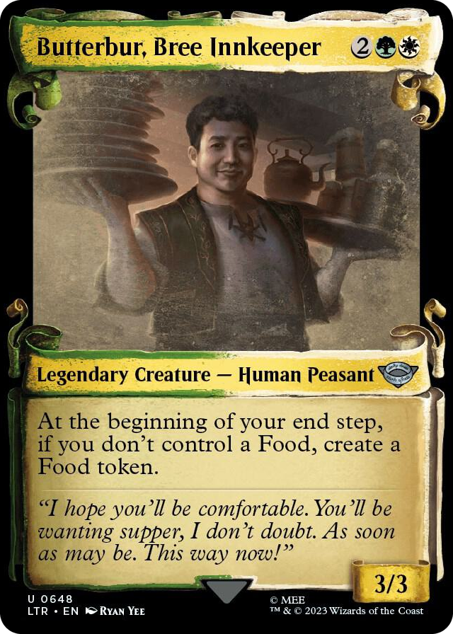Butterbur, Bree Innkeeper (Showcase Scrolls) #648 U - Universes Beyond: The Lord of the Rings: Tales of Middle-earth Pokemon card