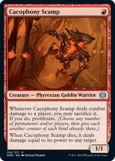 Cacophony Scamp #124 U - Phyrexia: All Will Be One Pokemon card