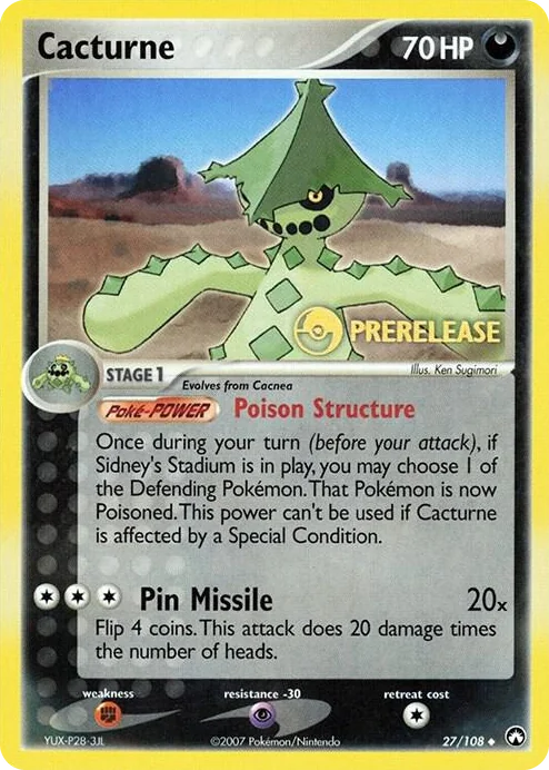 0027 Cacturne - 27/108 (Prerelease) Promo Miscellaneous Cards & Products