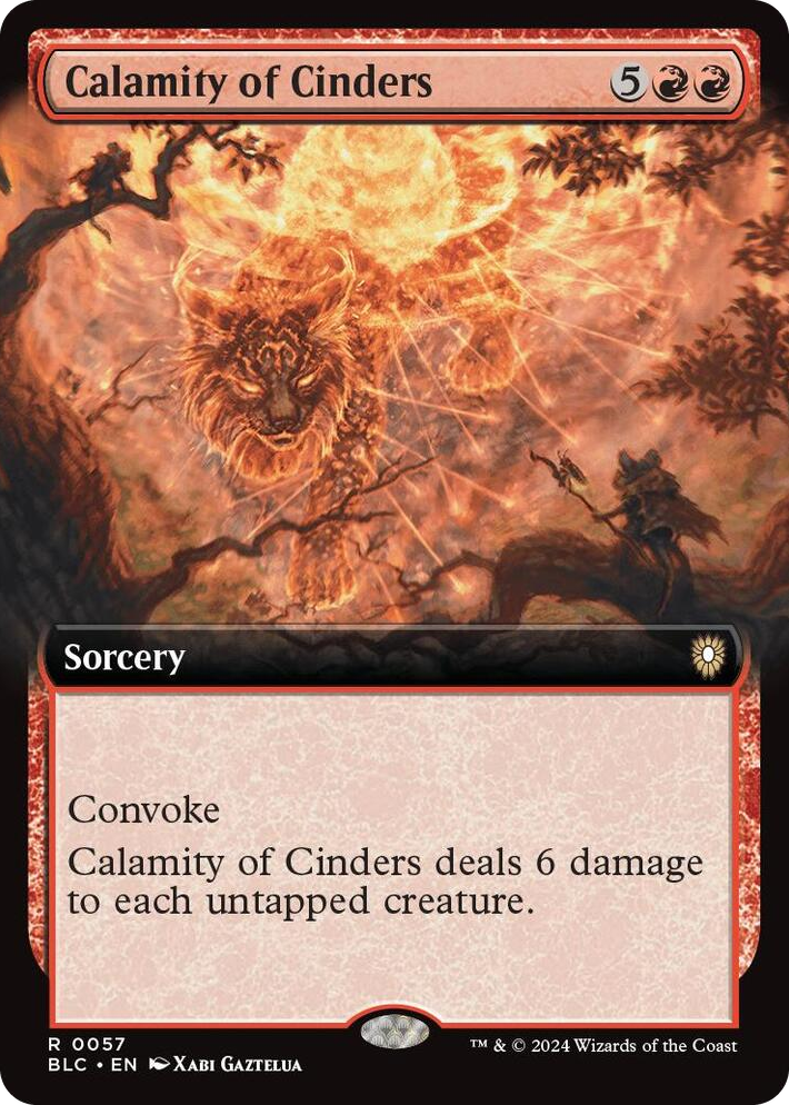 0057 Calamity of Cinders (Extended Art) R Commander: Bloomburrow
