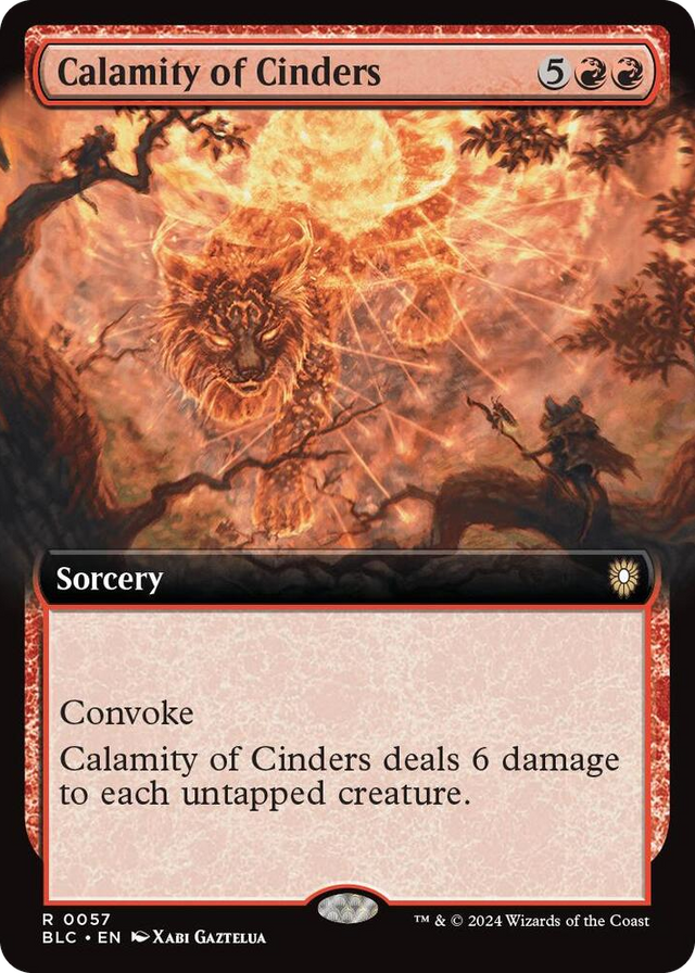 0057 Calamity of Cinders (Extended Art) R Commander: Bloomburrow