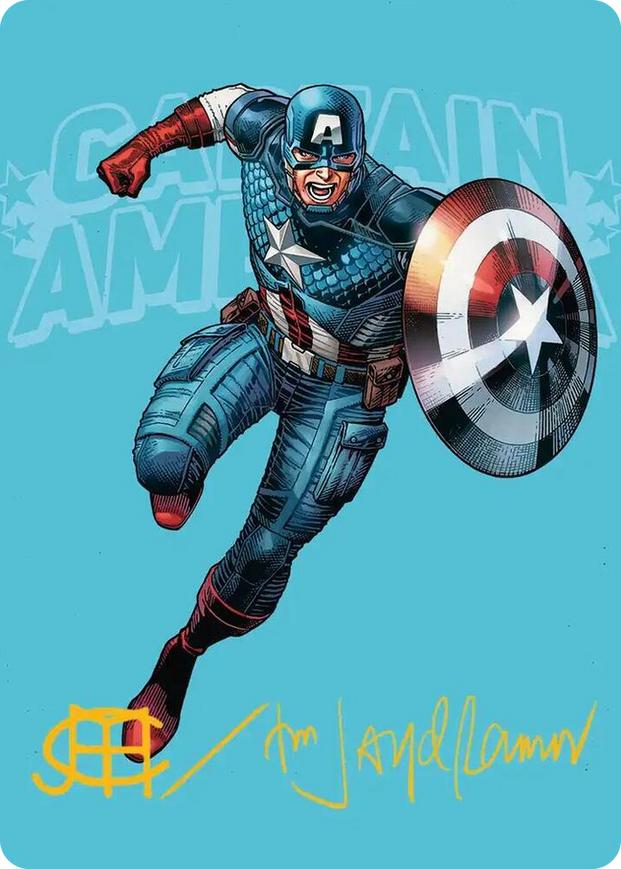 Captain America, Super-Soldier Art Card (Gold-Stamped Signature) #21 S - Art Series: Marvel Super Heroes Pokemon card