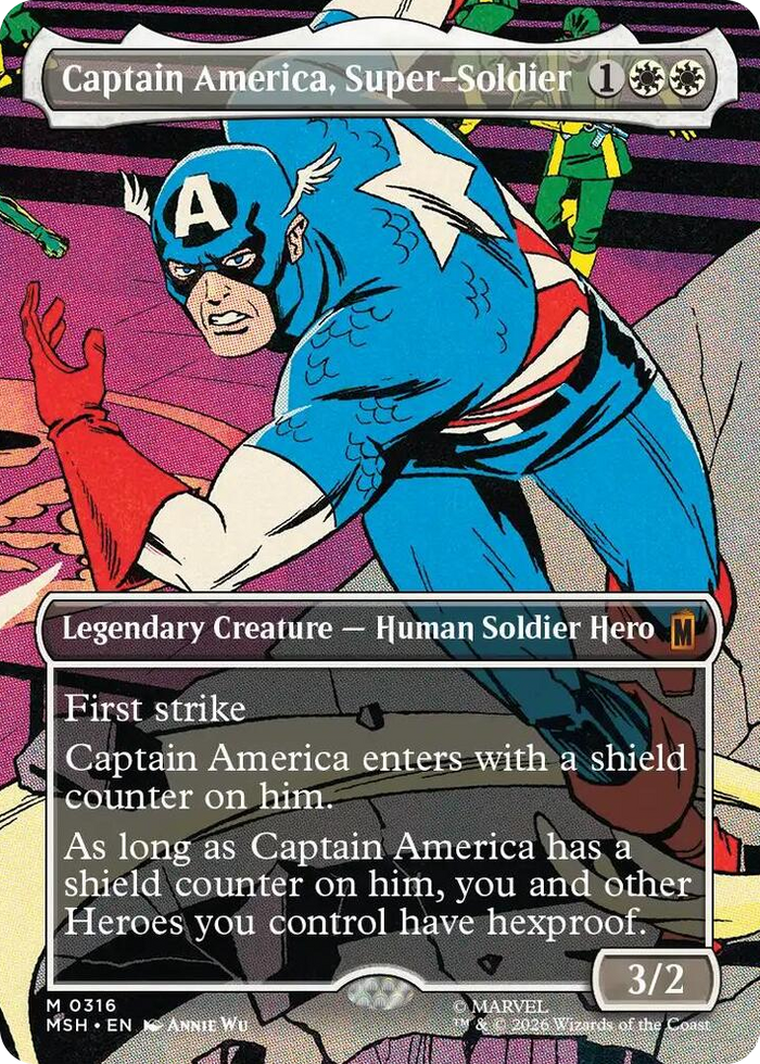 Captain America, Super-Soldier (Borderless) (0316) #316 M - Marvel Super Heroes Pokemon card